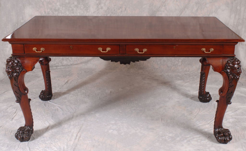 GEORGE II STYLE CARVED MAHOGANY CONSOLE WITH WINGED CHERUBS AN 5