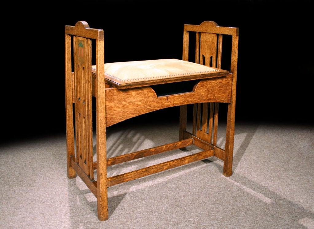 Arts & Crafts Oak Piano Stool. C 1890