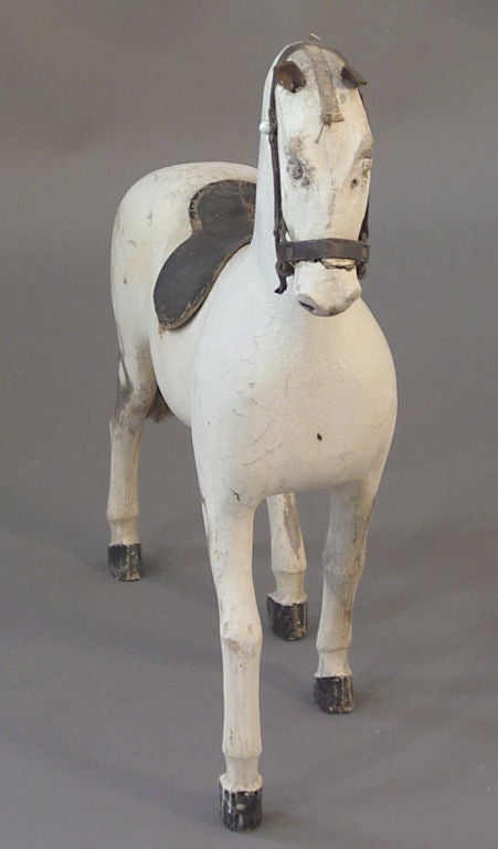 19th Century Carved Horse with Sisal Tail