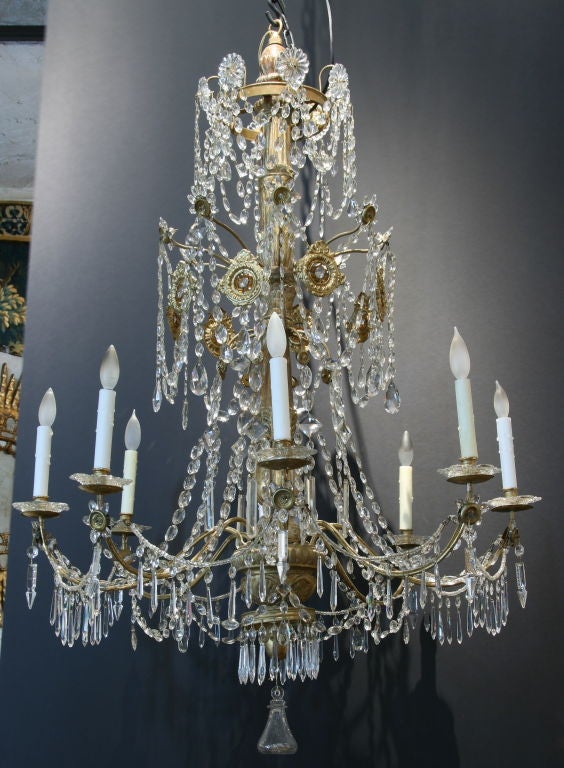 Graceful 19th century Italian chandelier from Genoa. Rewired, American. 
 
  
