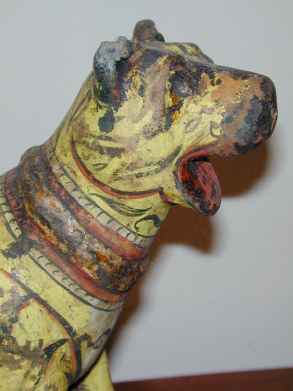 19th Century Anglo Indian Child's Pull Toy, Tiger on Wheels For Sale 1