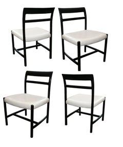 Set of 4 Edward Wormley for Dunbar Lacquered Oak Dining Chairs