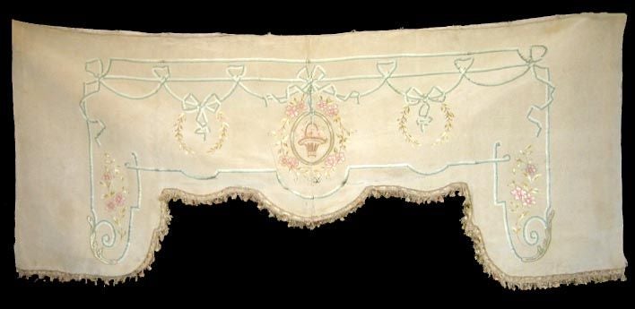Great large intricate set of four hand embroidered silk valances.