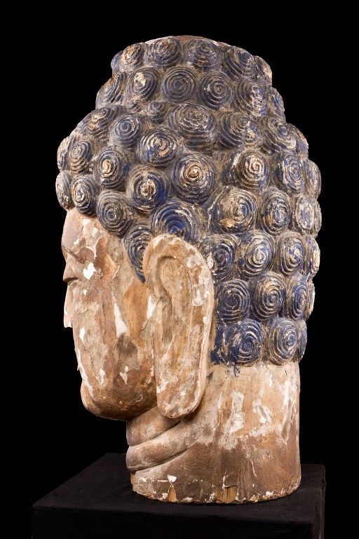 Gesso 19th Century Chinese Buddha Head