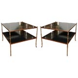 Pair of faux bamboo side tables by Bagues