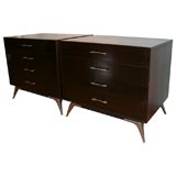 Pair of mahogany finish chests with chrome pulls