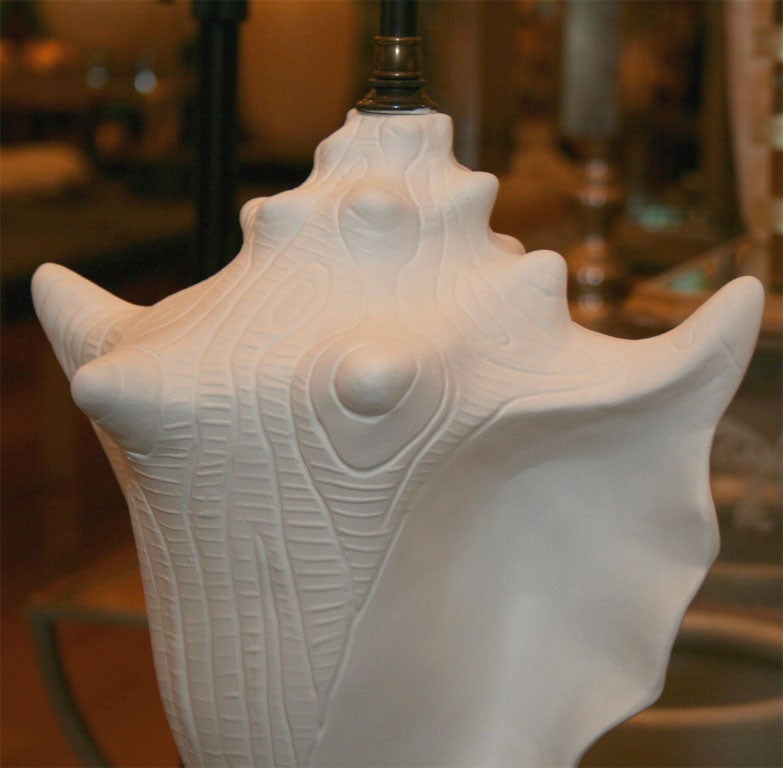 Mid-20th Century Pair of composition conch form lamps from the Eden Rock Hotel