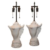 Pair of composition conch form lamps from the Eden Rock Hotel