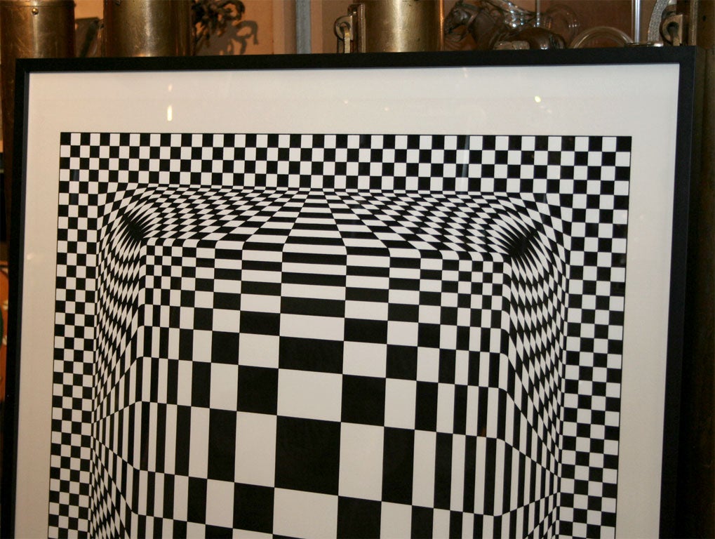 French Rare Black & White Victor Vasarely Lithograph