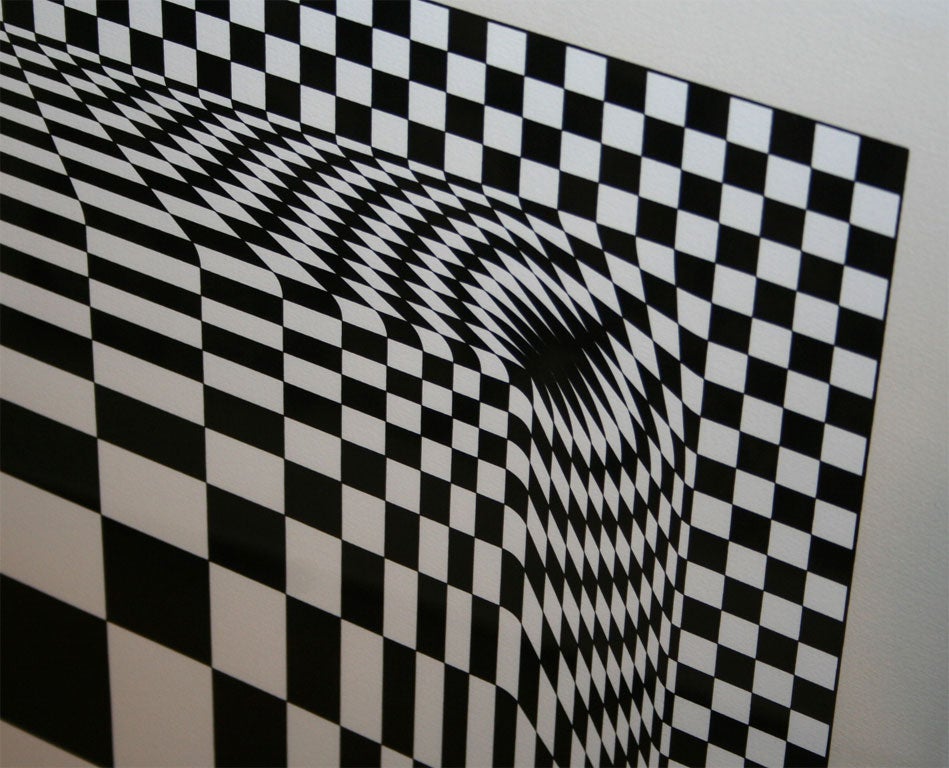 Rare Black & White Victor Vasarely Lithograph In Excellent Condition In New York, NY