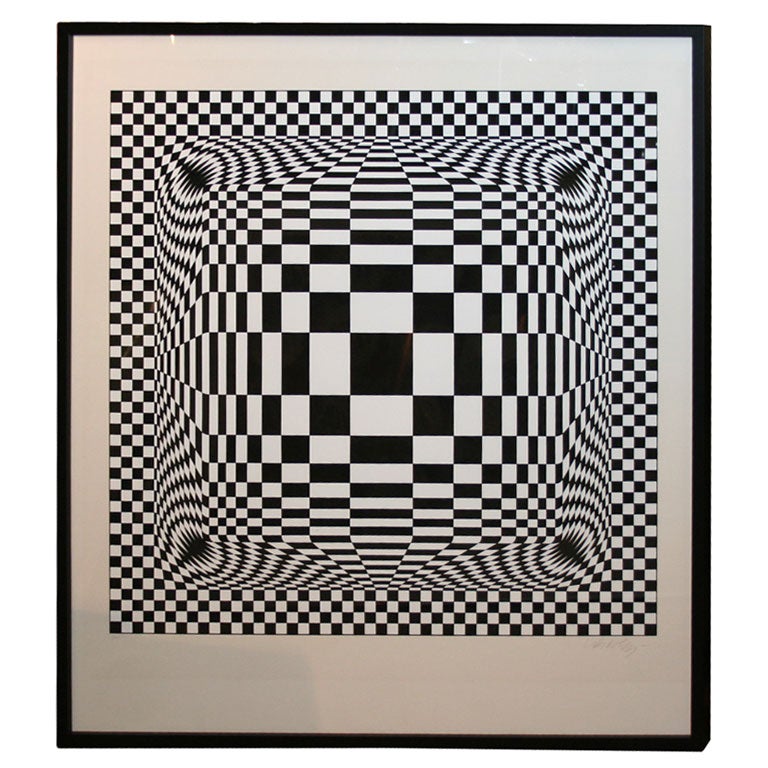 Rare Black & White Victor Vasarely Lithograph