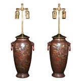 Bronze and inlay Mejei vases