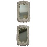 Pair of Ivory Plaster Small Framed Mirrors