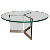 Round Glass Coffee Table with Nickel Hardware By Pace