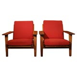Pair of Paddle-Arm Lounge Chairs by Hans Wegner