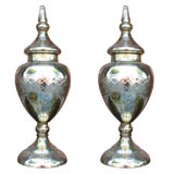 Vintage Pair Of Mercury Glass Apothecary Jars