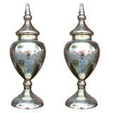 Used Pair Of Mercury Glass Apothecary Jars