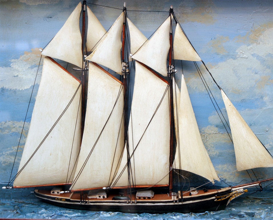 Wood Sailing Ship Diorama.