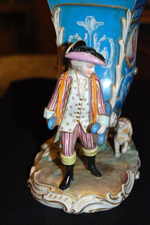 19th Century French Hand Painted Porcelain Carriage with Marie Antoinette For Sale