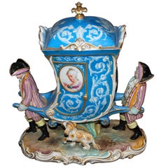 French Hand Painted Porcelain Carriage with Marie Antoinette