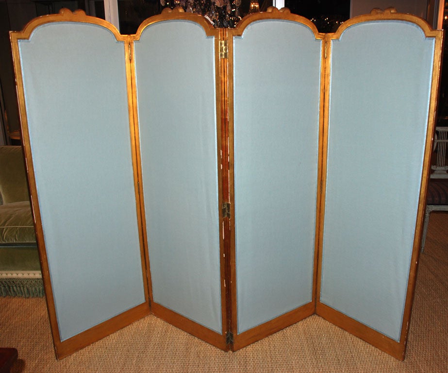 Gesso French Giltwood Folding Screen For Sale