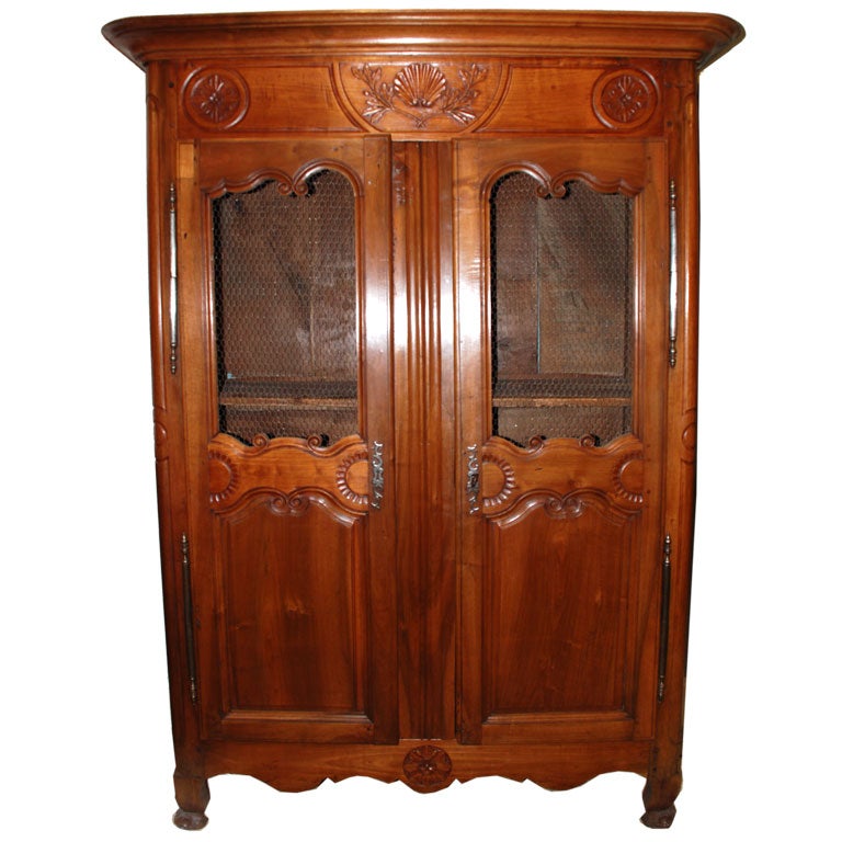 French Cherry Armoire with Scallop Shell