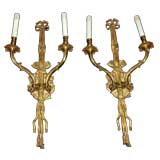 Pair of French Gilt-bronze Louis XVI Style Sconces