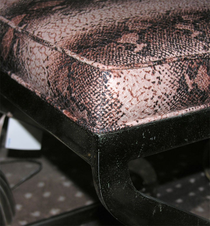 Pair of  Newly Upholstered Chrome Z Shaped Stools 2