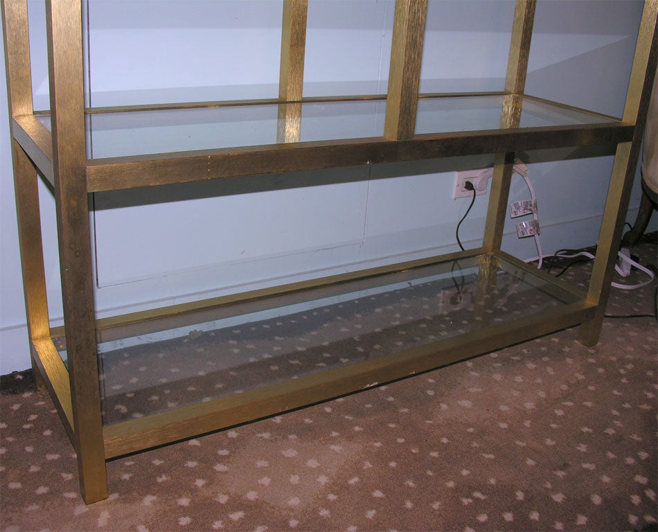 1970s Etched Brass and Glass Etagere