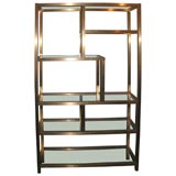 1970s Etched Brass and Glass Etagere