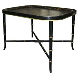 English, Regency painted tole tray on stand