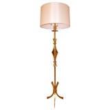 French Hand Wrought Iron 22K Gilt Floor Lamp