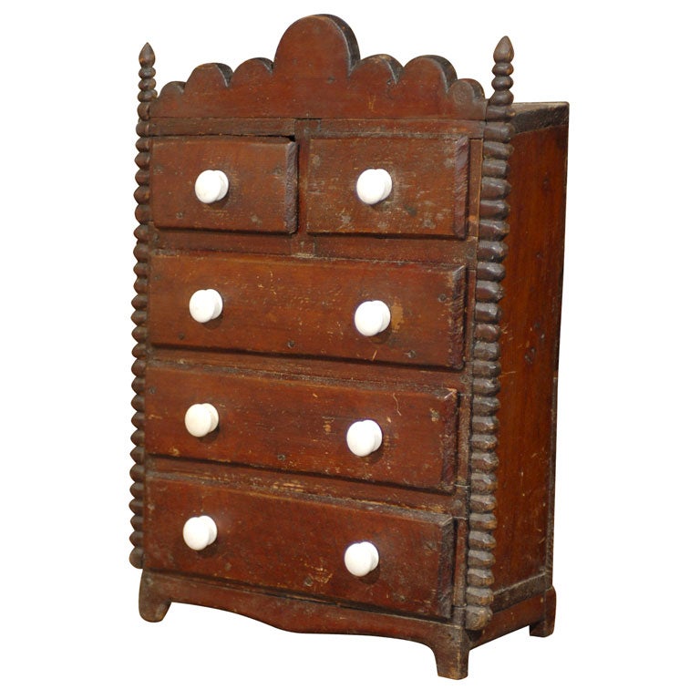English Miniature Painted Chest of Drawers from the Turn of the Century