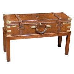 Purdey leather gun box on custom stand
