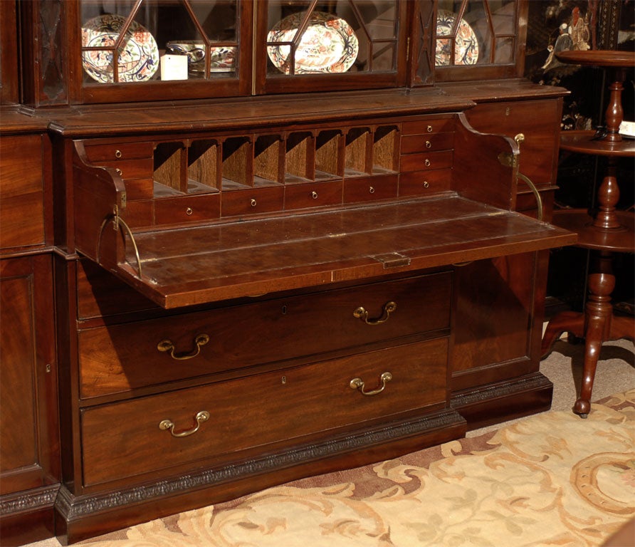 English George III Breakfront Secretaire Bookcase, England c. 1790