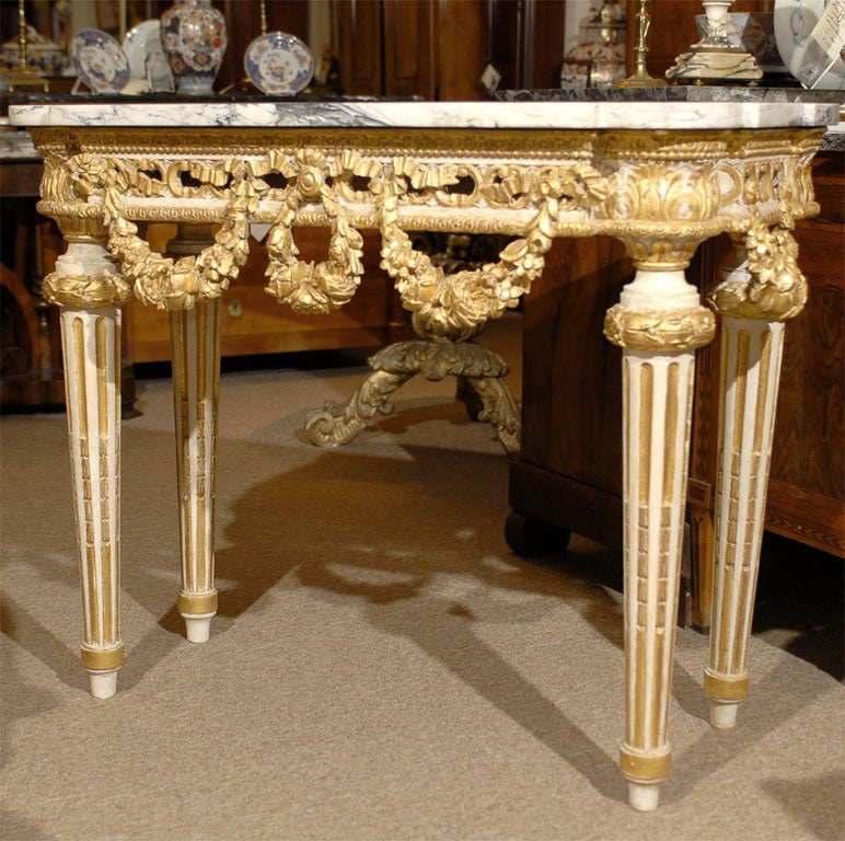 French Louis XVI Period Console Table with Marble Top, France, circa 1790