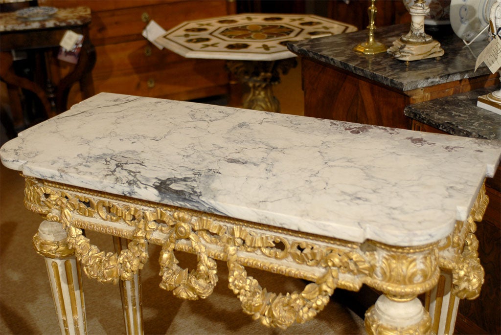 Gilt Louis XVI Period Console Table with Marble Top, France, circa 1790