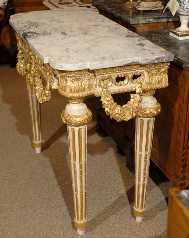 Wood Louis XVI Period Console Table with Marble Top, France, circa 1790