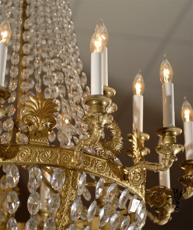 18-Light French Empire Style Crystal and Gilt-Bronze Chandelier, circa 1860 In Good Condition In Atlanta, GA