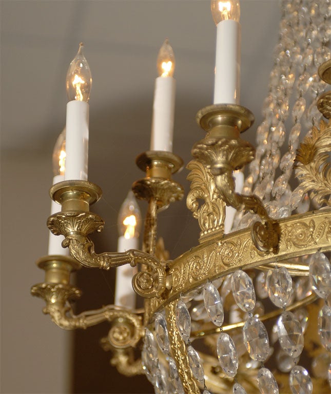 19th Century 18-Light French Empire Style Crystal and Gilt-Bronze Chandelier, circa 1860