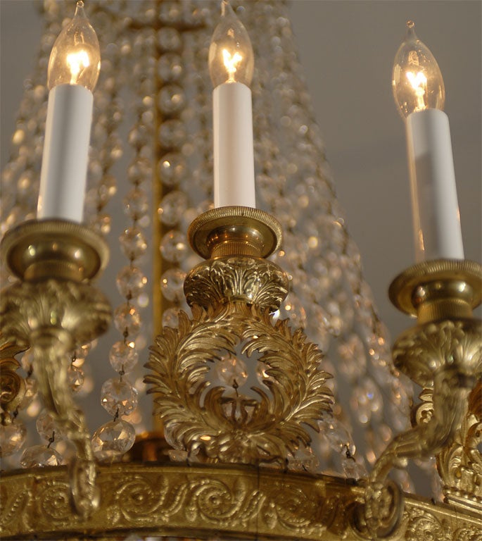 18-Light French Empire Style Crystal and Gilt-Bronze Chandelier, circa 1860 4