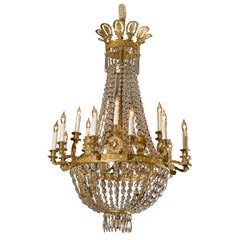 18-Light French Empire Style Crystal and Gilt-Bronze Chandelier, circa 1860