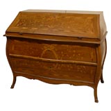 Signed Walnut Bureau with Exceptional Inlay, Italy 1845
