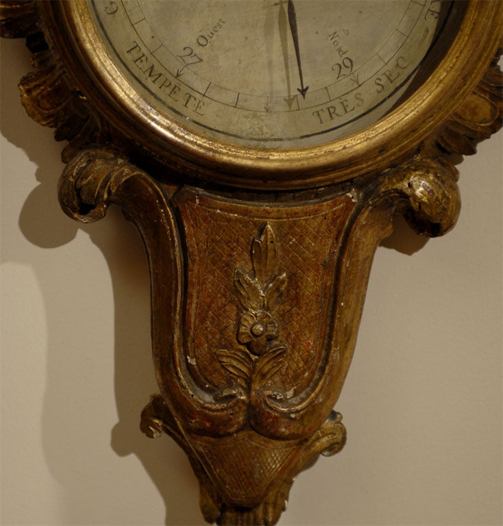 Louis XVI Gilt-Wood Barometer & Thermometer, France c. 1780 In Good Condition For Sale In Atlanta, GA