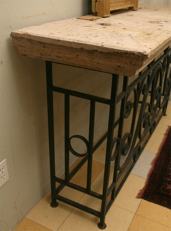 metal and stone console table