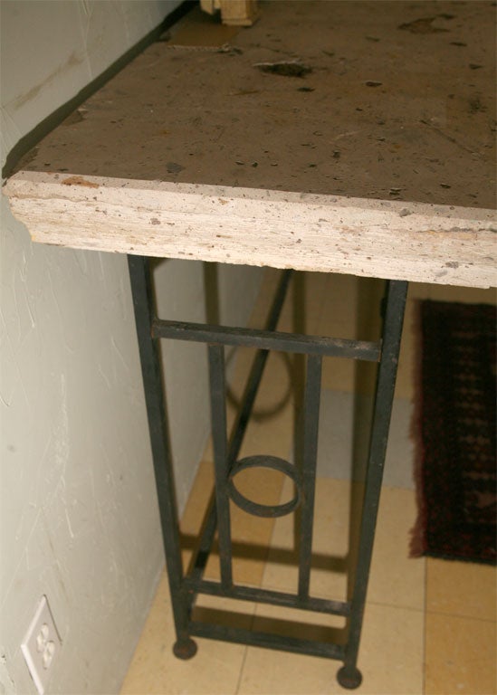 American Metal Base Stone Top Console Table