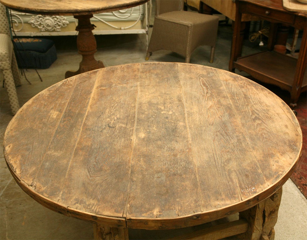 19th Century Rustic Round Teak Coffee Table