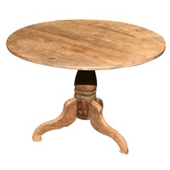 Antique Rustic Round Teak Pedestal Table
