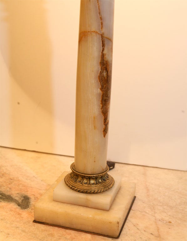 French Marble column lamp For Sale