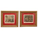 18th Century Hogarth Colored Engravings